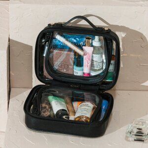 Calpak Small Clear Cosmetics Case in Black